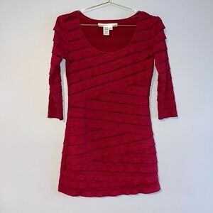 Max Studio Brick Red Tiered Mini Dress